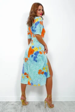 Lifes A Jungle - Mint Multi Tropical Midi Dress -Glamoros Clothing Shop LifesAJungle MintMultiTropicalMidiDress 1
