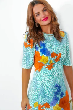Lifes A Jungle - Mint Multi Tropical Midi Dress -Glamoros Clothing Shop LifesAJungle MintMultiTropicalMidiDress 3