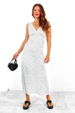 Living In The Moment - White Black Polka Dot Maxi Dress 14 Living In The Moment - White Black Polka Dot Maxi Dress -Glamoros Clothing Shop LivingInTheMoment WhiteBlackPolkaDotMaxiDress 3