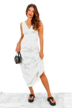 Living In The Moment - White Black Polka Dot Maxi Dress 15 Living In The Moment - White Black Polka Dot Maxi Dress -Glamoros Clothing Shop LivingInTheMoment WhiteBlackPolkaDotMaxiDress 5