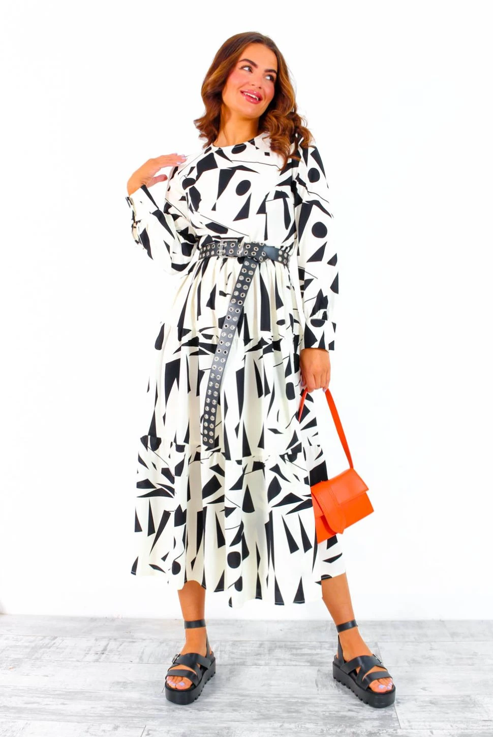 Living Wild - Cream Black Geometric Maxi Dress 2 Living Wild - Cream Black Geometric Maxi Dress - Image 2