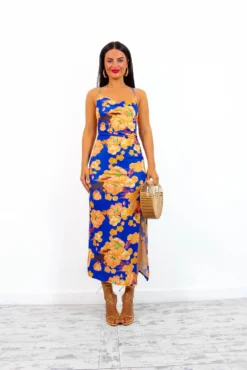 Lust For Me - Blue Orange Floral Midi Slip Dress -Glamoros Clothing Shop LustForMe BlueOrangeFloralMidiSlipDress 1