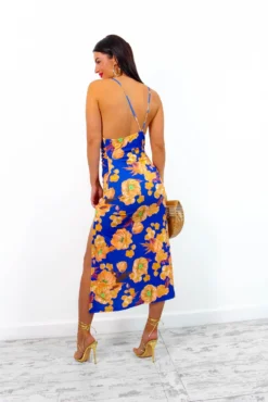 Lust For Me - Blue Orange Floral Midi Slip Dress -Glamoros Clothing Shop LustForMe BlueOrangeFloralMidiSlipDress 6