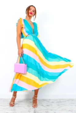 Mamma Mia - Blue Multi Stripe Maxi Dress 15 Mamma Mia - Blue Multi Stripe Maxi Dress -Glamoros Clothing Shop MammaMia BlueMultiStripeMaxiDress 2 2