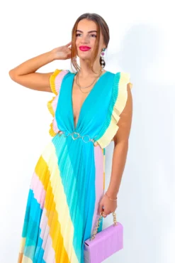 Mamma Mia - Blue Multi Stripe Maxi Dress 16 Mamma Mia - Blue Multi Stripe Maxi Dress -Glamoros Clothing Shop MammaMia BlueMultiStripeMaxiDress 6 2