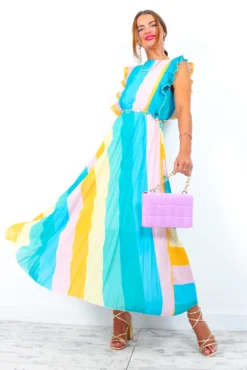 Mamma Mia - Blue Multi Stripe Maxi Dress 12 Mamma Mia - Blue Multi Stripe Maxi Dress -Glamoros Clothing Shop MammaMia BlueMultiStripeMaxiDress 7 2