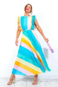 Mamma Mia - Blue Multi Stripe Maxi Dress 14 Mamma Mia - Blue Multi Stripe Maxi Dress -Glamoros Clothing Shop MammaMia BlueMultiStripeMaxiDress 9 2