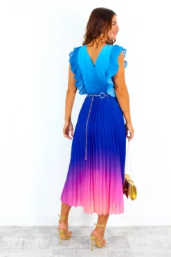 Mamma Mia - Blue Pink Ombre Pleated Maxi Dress 19 Mamma Mia - Blue Pink Ombre Pleated Maxi Dress -Glamoros Clothing Shop MammaMia BluePinkOmbrePleatedMaxiDress 9