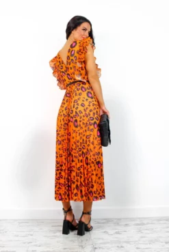 Mamma Mia - Orange Fuchsia Leopard Pleated Maxi Dress -Glamoros Clothing Shop MammaMia OrangeFuchsiaLeopardPleatedMaxiDress2