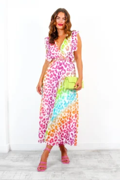 Mamma Mia - White Multi Ombre Leopard Pleated Maxi Dress -Glamoros Clothing Shop MammaMia WhiteMultiOmbreLeopardPleatedMaxiDress 2