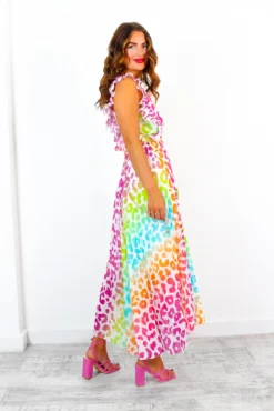 Mamma Mia - White Multi Ombre Leopard Pleated Maxi Dress -Glamoros Clothing Shop MammaMia WhiteMultiOmbreLeopardPleatedMaxiDress 3