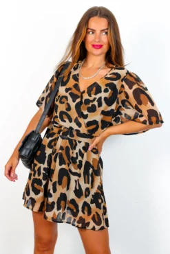 Mi Amore - Beige Leopard Print Belted Mini Dress -Glamoros Clothing Shop MiAmore BeigeLeopardPrintBeltedMiniDress 3