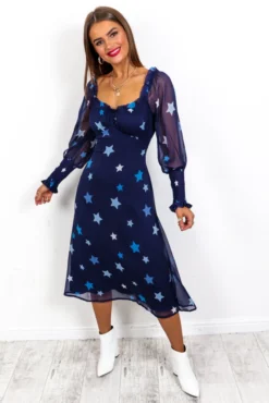 Midnight Star - Navy Star Midi Dress