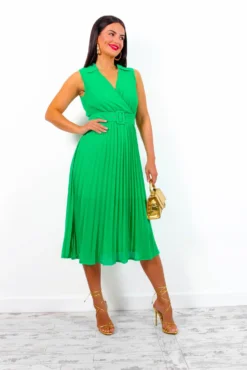 Midsummer Love - Green Pleated Midi Dress -Glamoros Clothing Shop MidsummerLove GreenPleatedMidiDress3
