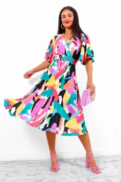 Miss Independent - Multi Colourblock Pleated Midi Dress -Glamoros Clothing Shop MissIndependent MultiColourblockPleatedMidiDress1