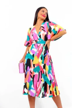 Glamoros Clothing Shop -Glamoros Clothing Shop MissIndependent MultiColourblockPleatedMidiDress5