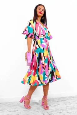 Miss Independent - Multi Colourblock Pleated Midi Dress -Glamoros Clothing Shop MissIndependent MultiColourblockPleatedMidiDress6