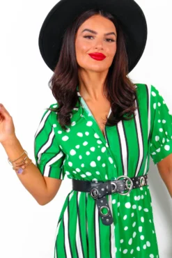 Mixed Up - Green Black Print Midi Shirt Dress 8 Mixed Up - Green Black Print Midi Shirt Dress -Glamoros Clothing Shop MixedUp GreenBlackPrintMidiShirtDress 2