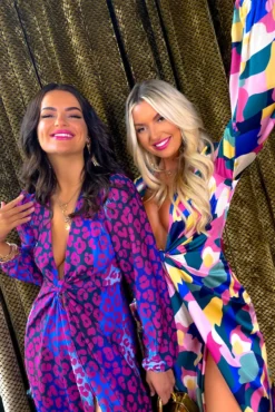 Caught Your Attention - Magenta Blue Leopard Midi Wrap Dress -Glamoros Clothing Shop Modern Love Pink Abstract Print Midi Dress 5 eb3208c2 47ad 44b9 8171 6ac2d4ceea23