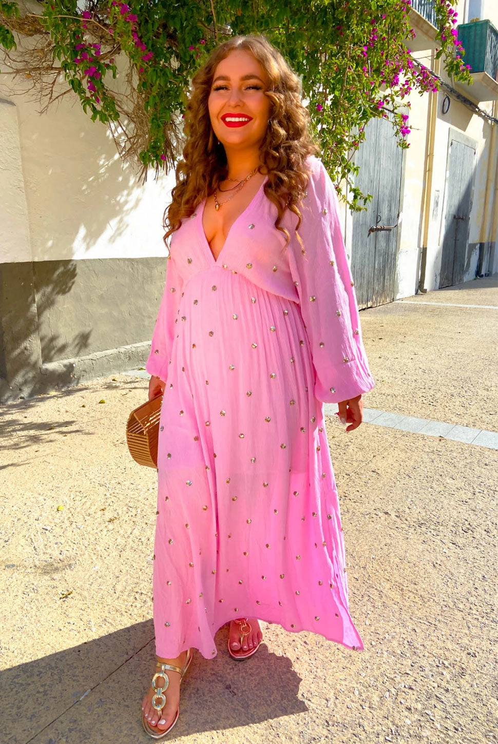 Moment Of Serendipity - Pink Gold Sequin Boho Maxi Dress 2 Moment Of Serendipity - Pink Gold Sequin Boho Maxi Dress - Image 2