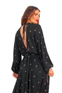Moment Of Serendipity - Black Gold Sequin Boho Maxi Dress -Glamoros Clothing Shop MomentOfSerendipity BlackGoldSequinBohoMaxiDress 1