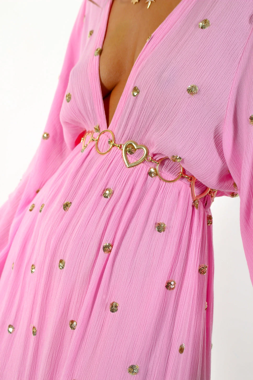 Moment Of Serendipity - Pink Gold Sequin Boho Maxi Dress 4 Moment Of Serendipity - Pink Gold Sequin Boho Maxi Dress - Image 4