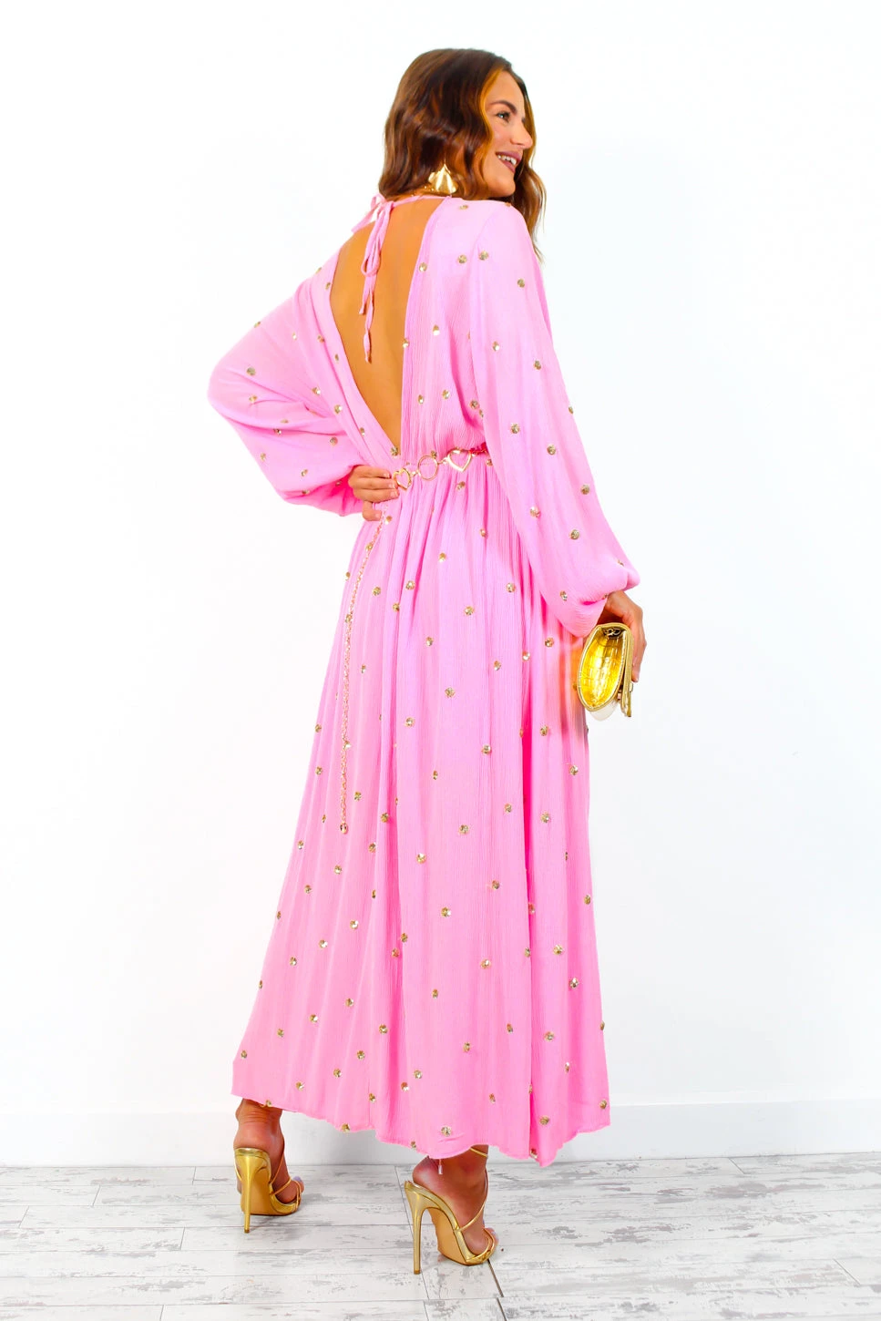 Moment Of Serendipity - Pink Gold Sequin Boho Maxi Dress 3 Moment Of Serendipity - Pink Gold Sequin Boho Maxi Dress - Image 3