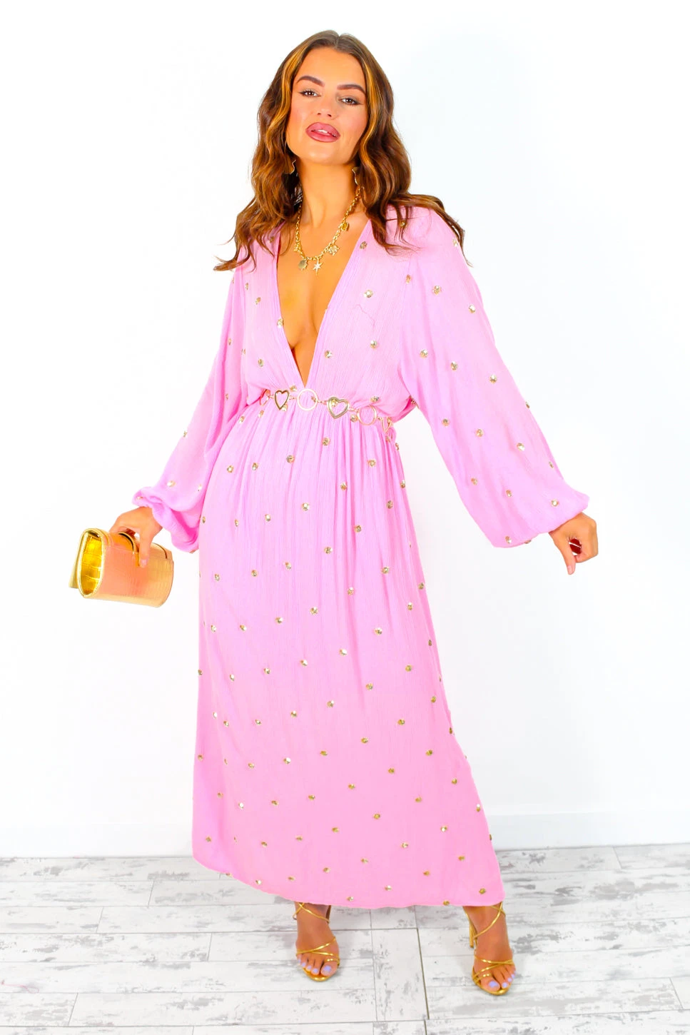 Moment Of Serendipity - Pink Gold Sequin Boho Maxi Dress 6 Moment Of Serendipity - Pink Gold Sequin Boho Maxi Dress - Image 6