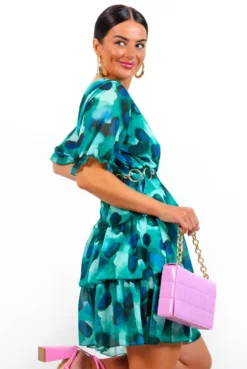 Catwalk Nearly Perfect - Green Blue Tiered Mini Dress -Glamoros Clothing Shop NearlyPerfect GreenBlueTieredMiniDress 6