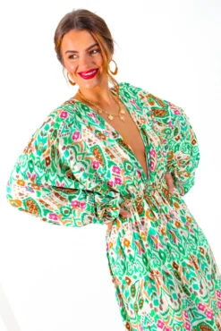 Not Just A Vibe - Cream Green Abstract Boho Midi Dress 10 Not Just A Vibe - Cream Green Abstract Boho Midi Dress -Glamoros Clothing Shop NotJustAVibe CreamGreenAbstractBohoMidiDress 1