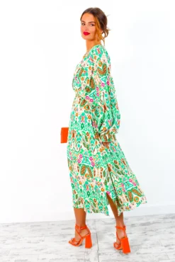 Not Just A Vibe - Cream Green Abstract Boho Midi Dress 13 Not Just A Vibe - Cream Green Abstract Boho Midi Dress -Glamoros Clothing Shop NotJustAVibe CreamGreenAbstractBohoMidiDress 3