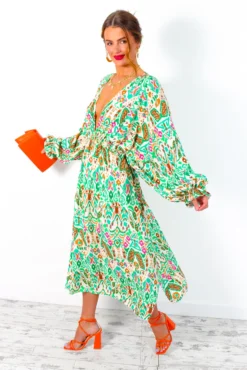 Not Just A Vibe - Cream Green Abstract Boho Midi Dress 12 Not Just A Vibe - Cream Green Abstract Boho Midi Dress -Glamoros Clothing Shop NotJustAVibe CreamGreenAbstractBohoMidiDress 6