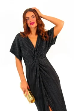 Not My Problem - Black Plisse Knot Front Midi Dress 6 Not My Problem - Black Plisse Knot Front Midi Dress -Glamoros Clothing Shop NotMyProblem BlackPlisseKnotFrontMidiDress 3