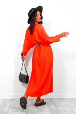 On The Vacay - Orange Pleated Maxi Dress -Glamoros Clothing Shop OnTheVacay OrangePleatedMaxiDress2