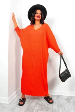 On The Vacay - Orange Pleated Maxi Dress -Glamoros Clothing Shop OnTheVacay OrangePleatedMaxiDress6