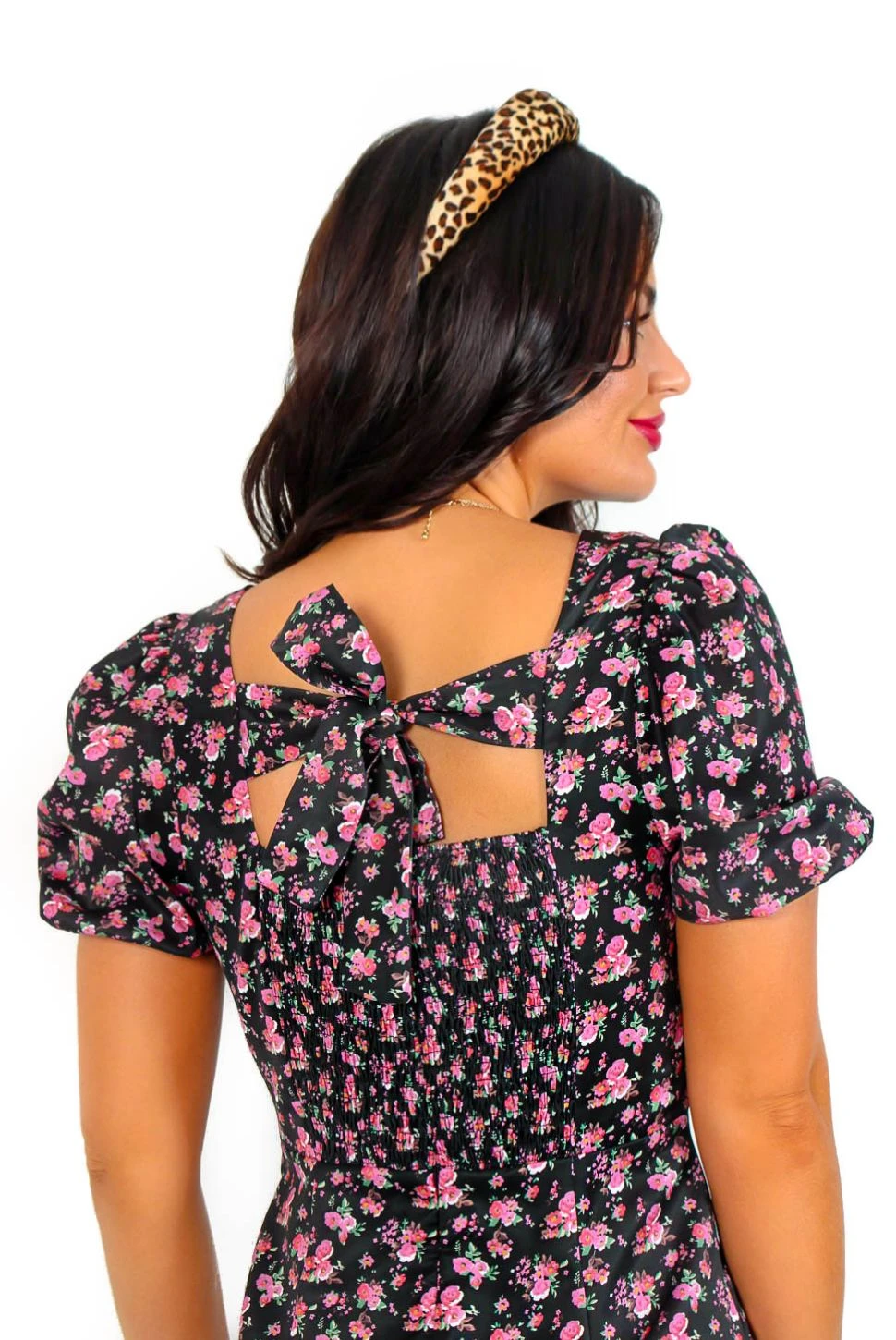 Glamorous Once And Floral - Black Pink Floral Midi Dress 2 Glamorous Once And Floral - Black Pink Floral Midi Dress - Image 2