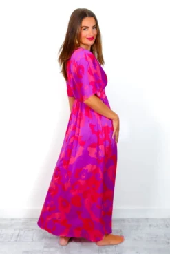 Once In A Lifetime - Fuchsia Purple Floral Maxi Dress -Glamoros Clothing Shop OnceInALifetime FuchsiaPurpleFloralMaxiDress 2
