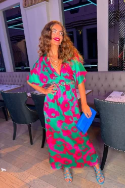 Once In A Lifetime - Green Fuchsia Floral Maxi Dress -Glamoros Clothing Shop OnceInALifetime GreenFuchsiaFloralMaxiDress 2 29af811f 96ac 43f6 9a02 fad70cf8beb0