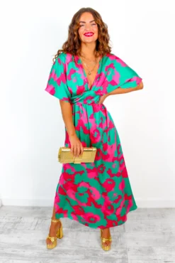 Once In A Lifetime - Green Fuchsia Floral Maxi Dress -Glamoros Clothing Shop OnceInALifetime GreenFuchsiaFloralMaxiDress 6