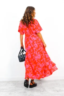 Once In A Lifetime - Red Pink Floral Maxi Dress 10 Once In A Lifetime - Red Pink Floral Maxi Dress -Glamoros Clothing Shop OnceInALifetime RedPinkFloralMaxiDress 1