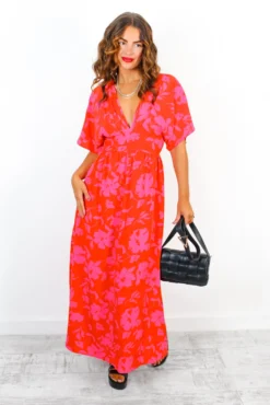 Once In A Lifetime - Red Pink Floral Maxi Dress 11 Once In A Lifetime - Red Pink Floral Maxi Dress -Glamoros Clothing Shop OnceInALifetime RedPinkFloralMaxiDress 4