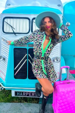 Out My Business - Beige Multi Leopard Mini Shirt Dress