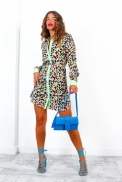 Out My Business - Beige Multi Leopard Mini Shirt Dress -Glamoros Clothing Shop OutMyBusiness BeigeMultiLeopardMiniShirtDress 4