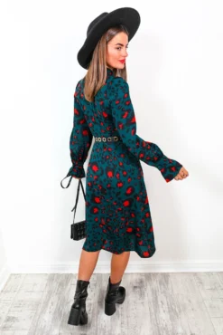 Out Of Time - Forest Burnt Orange High Neck Midi Dress -Glamoros Clothing Shop OutOfTime ForestBurntOrangeHighNeckMidiDress6