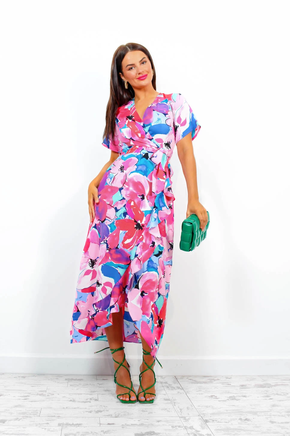Out Your League - Pink Multi Watercolour Midi Dress 2 Out Your League - Pink Multi Watercolour Midi Dress - Image 2