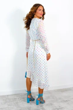 Out Your League - White Multi Foil Spot Long Sleeve Midi Dress -Glamoros Clothing Shop OutYourLeague WhiteMultiFoilSpotLongSleeveMidiDress 4