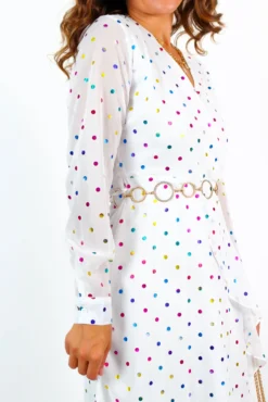 Out Your League - White Multi Foil Spot Long Sleeve Midi Dress -Glamoros Clothing Shop OutYourLeague WhiteMultiFoilSpotLongSleeveMidiDress 6