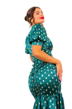 Part Of Your World - Forest Gold Spot Frilled Midi Dress 14 Part Of Your World - Forest Gold Spot Frilled Midi Dress -Glamoros Clothing Shop PartOfYourWorld ForestGoldSpotFrilledMidiDress 4