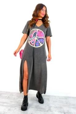 Peace Of My Heart - Multi Acid Wash Graphic T-shirt Dress -Glamoros Clothing Shop PeaceOfMyHeart MultiAcidWashGraphicT shirtDress 3