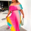 Pleat About Me - Multi Ombre Lurex Pleated Bardot Maxi Dress